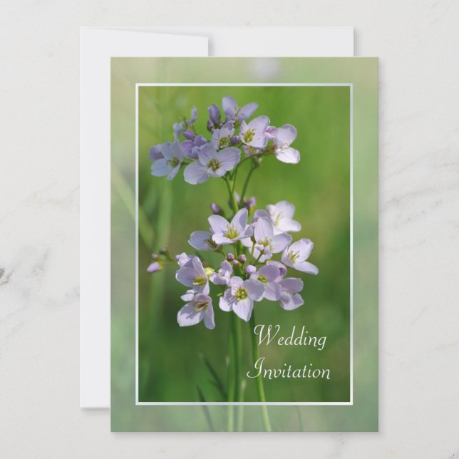 Convite para casamento de flores silvestres cor-de (Frente)