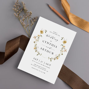 convite para casamento de flores silvestres delica