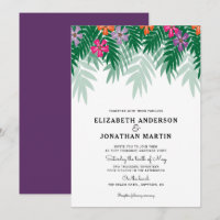 Convite para Casamento de Flores Tropicais e Ramo