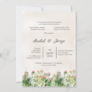 Convite para Casamento de Flores Vermelhas Selvage
