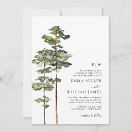 Convite para Casamento de Floresta de Aquarela
