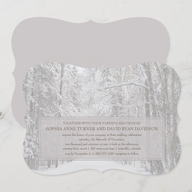 Convite para Casamento de Floresta de Neve de inve (Frente/Verso)