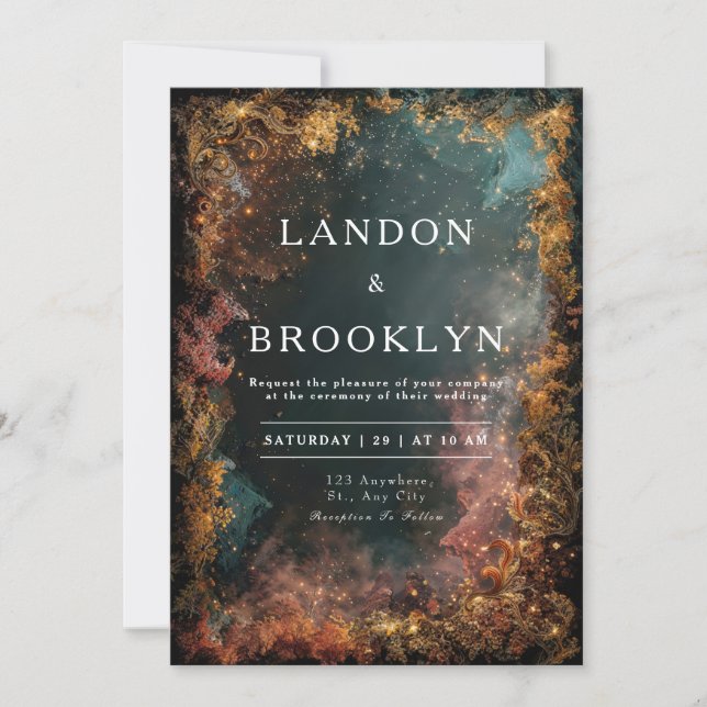 Convite para Casamento de Florestas Místicas (Frente)