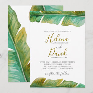 Convite Para Casamento De Folha De Banana Tropical