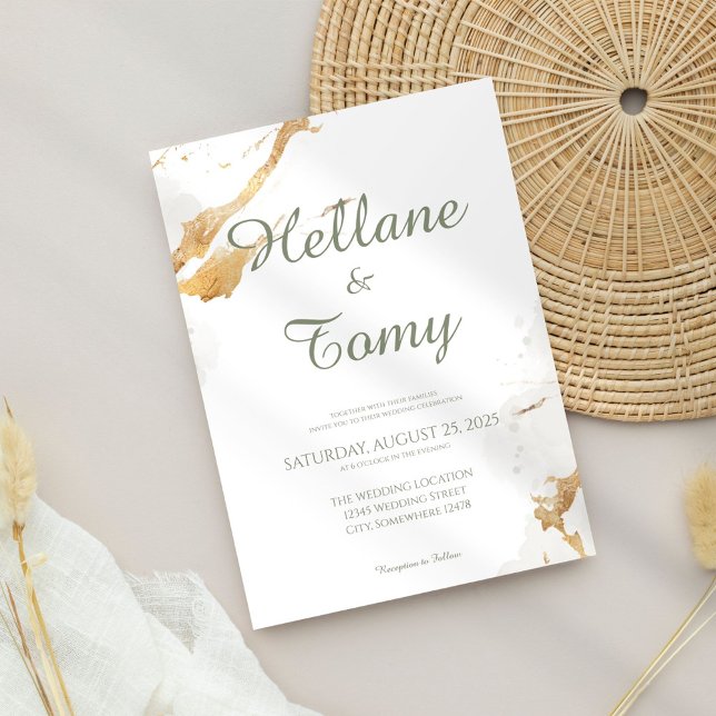 Convite para Casamento de Folha de Ouro Elegante (Criador carregado)