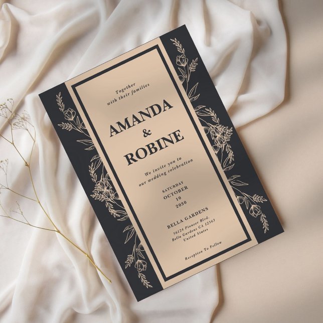 Convite para Casamento de Folha Elegante (Criador carregado)