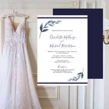 Convite para Casamento de Folha Floral Branca e ma