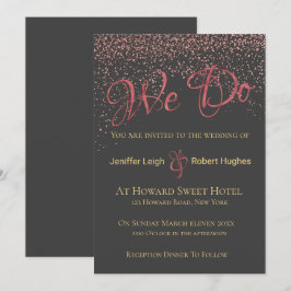 Convite para Casamento de Folha Rosa Gold da Calig