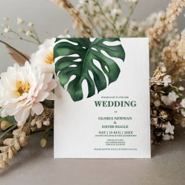 Convite para Casamento de Folha Tropical Monstera