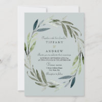 Convite para Casamento de Folha Verde Moderna