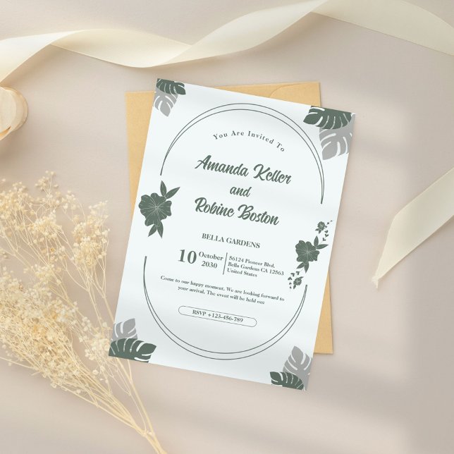 Convite para Casamento de Folha Verde Tropical (Criador carregado)