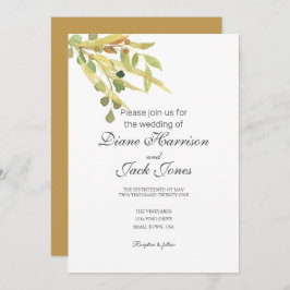 Convite para Casamento de Folhagem Dourada