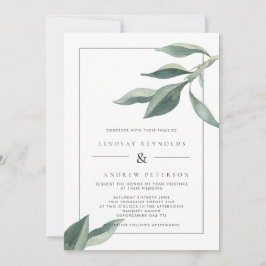 Convite para Casamento de Folhas Botânicas Moderna