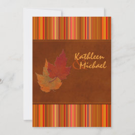 Convite para Casamento de Folhas de outono e Strip
