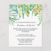 Convite para Casamento de Folhas Tropicais