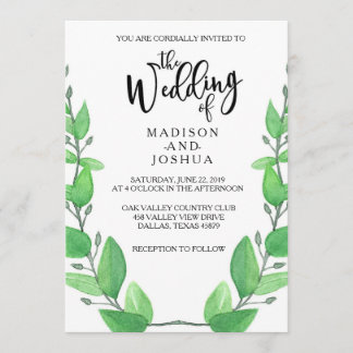 Convite para Casamento de Folhas Verdes