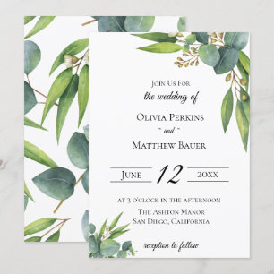 Convite para Casamento de Foliage Eucalyptus