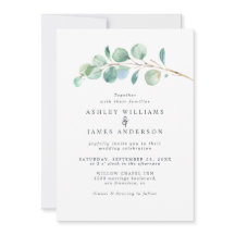Convite para Casamento de Foliage Eucalyptus Verde