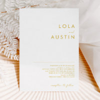 Convite para Casamento de Fontes Dourado Minimalis