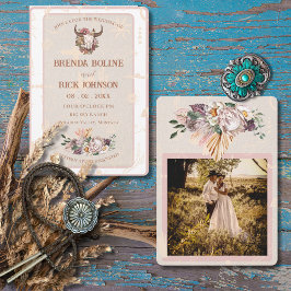 Convite Para Casamento De Foto Do Couro Branco Boh