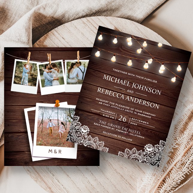 Convite para Casamento de Foto do Orçamento Rustic (Criador carregado)