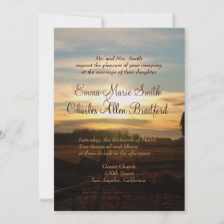 Convite para Casamento de Foto em Campo de Raio-So
