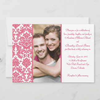 Convite para Casamento de Foto Foto de Damask Rosa