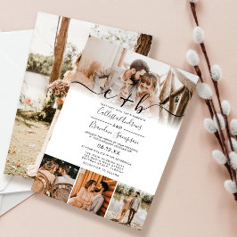 Convite para Casamento de Foto Negra Branca para M