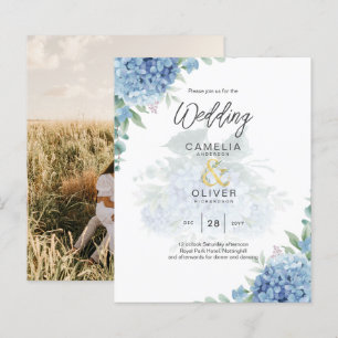 Convite para Casamento de FOTO PHOTO Azul Moderno