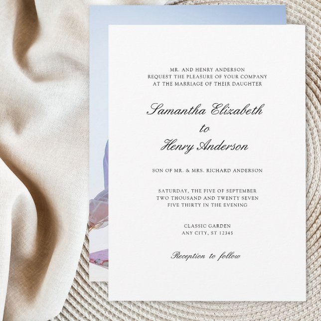 Convite para Casamento de Foto Preta Branco (Criador carregado)