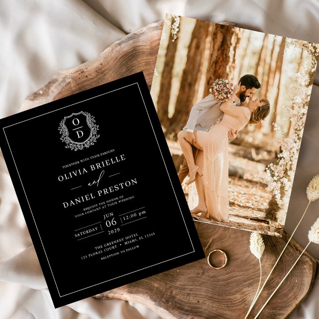 Convite para Casamento de Foto Preta de Paixão Orç (Criador carregado)