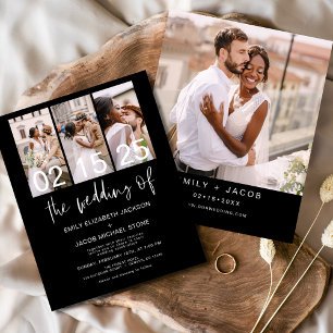 Convite para Casamento de Foto Preto de Orçamento