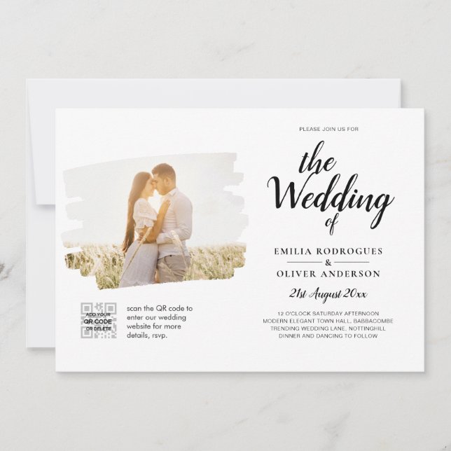 Convite para Casamento de FOTOGRAFIA Branca e Negr (Frente)