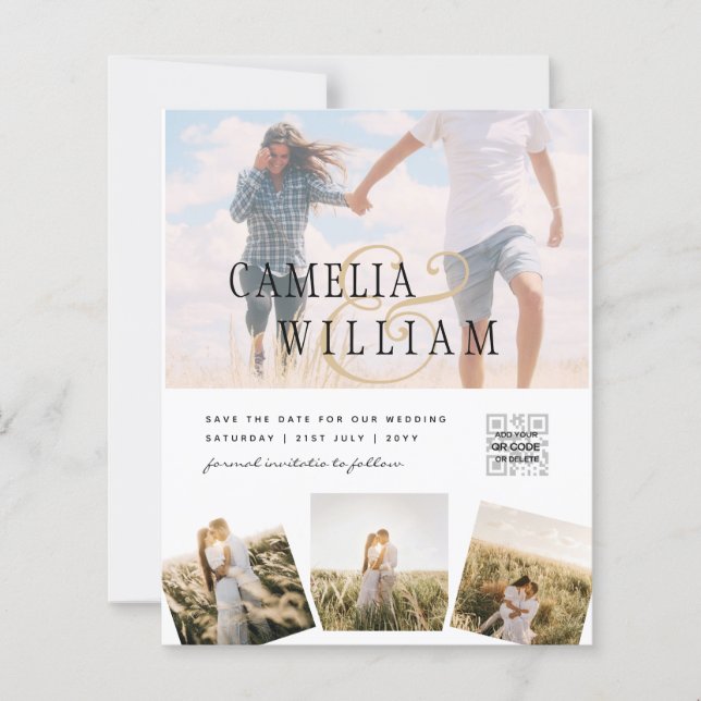 Convite para Casamento de FOTOGRAFIA Branca e Negr (Frente)