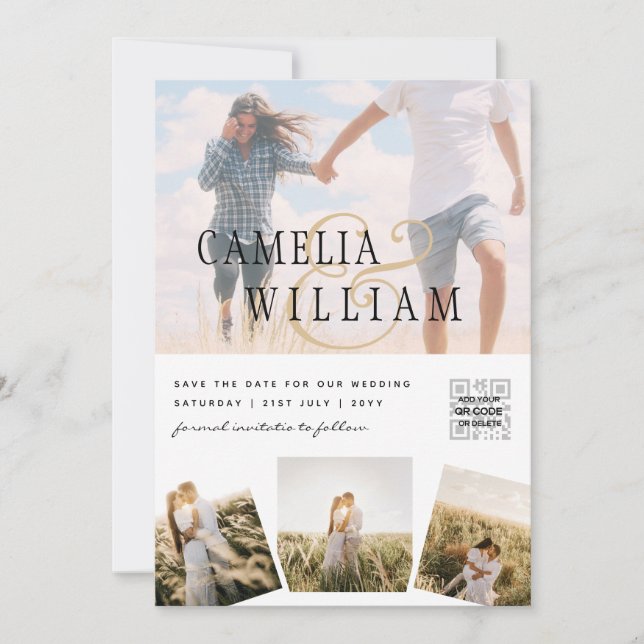 Convite para Casamento de FOTOGRAFIA Branca e Negr (Frente)