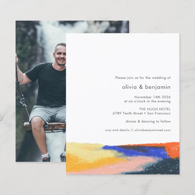 Convite para casamento de fotos Abstrato de arte d (Frente/Verso)