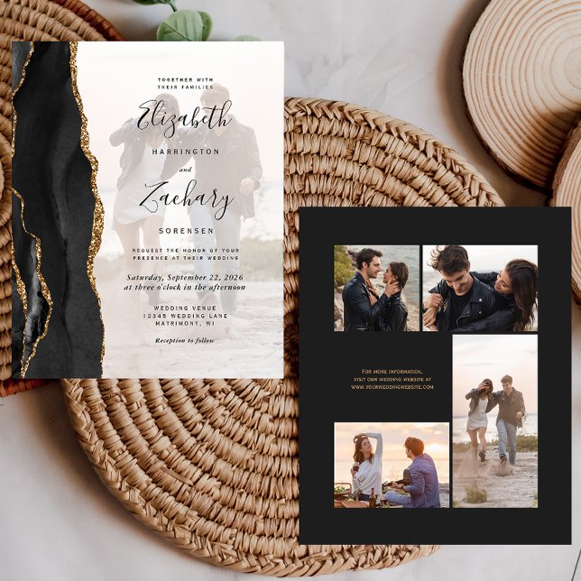 Convite para Casamento de Fotos - Agate Dourado Pr (Criador carregado)