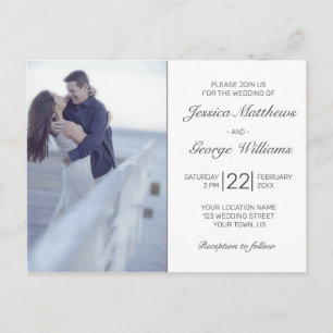 Convite para casamento de fotos brancas minimalist