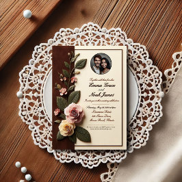 Convite para casamento de fotos com Rosa de eterno