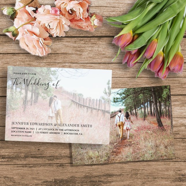 Convite para casamento de fotos da tipografia mode (Elegant modern typography photo wedding Invitation. You can add your own photos and text.)