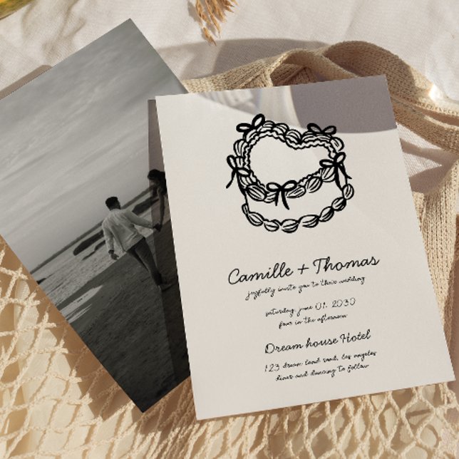 Convite Para Casamento De Fotos De Bolo Desenhado  (Criador carregado)