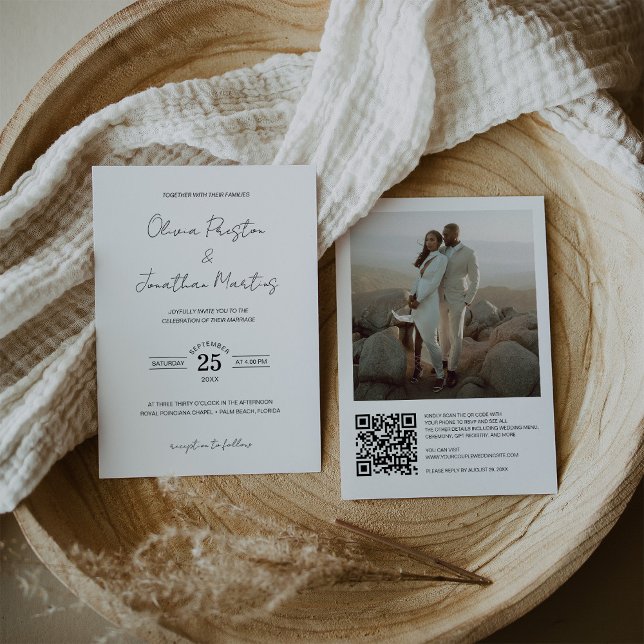 Convite para Casamento de Fotos de Código QR Simpl (Criador carregado)