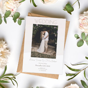 Convite para Casamento de Fotos de Creme Minimalis