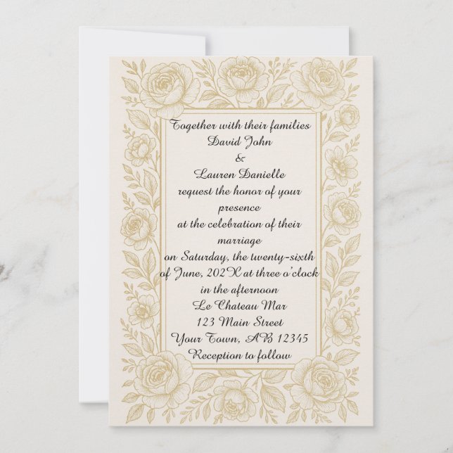 Convite para casamento de fotos de Rosa excelente (Frente)