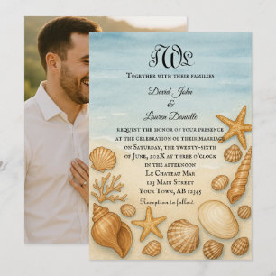 Convite para casamento de fotos de Seashell Serena
