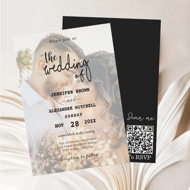 Convite para Casamento de Fotos de Sobreposição de (QR Code Overlay Photo Wedding Invitation
)