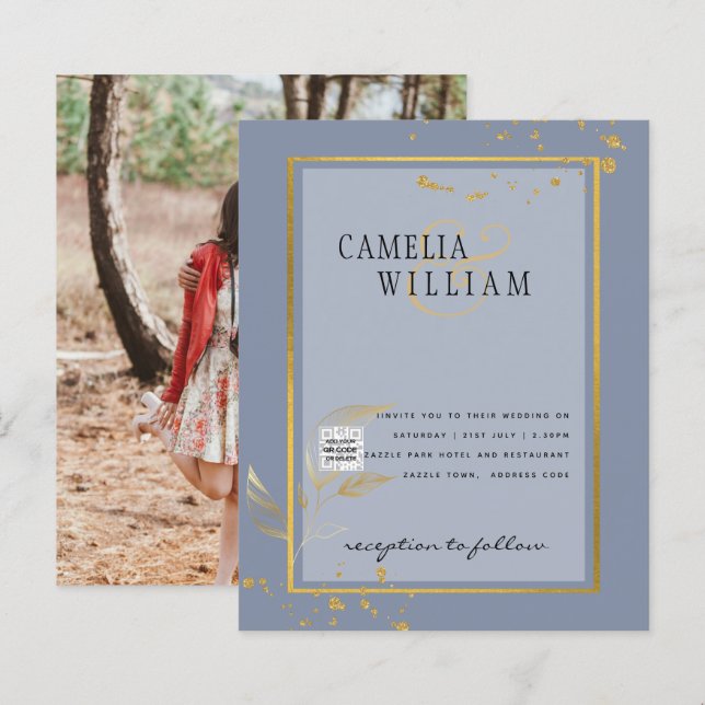 Convite para casamento de fotos do BUDGET Salvar a (Frente/Verso)