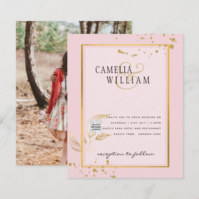 Convite para casamento de fotos do BUDGET Salvar a (Frente/Verso)