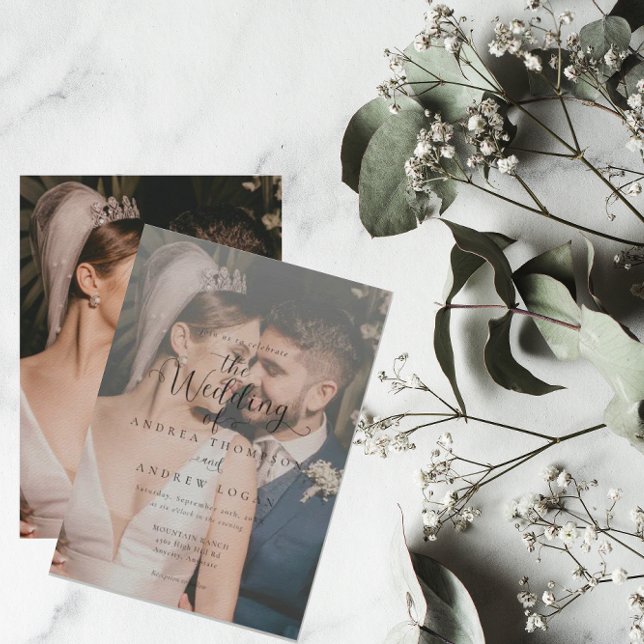 Convite para Casamento de Fotos Elegante Moderno d (Criador carregado)
