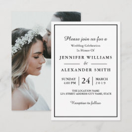 Convite para Casamento de Fotos Elegante Preto e B